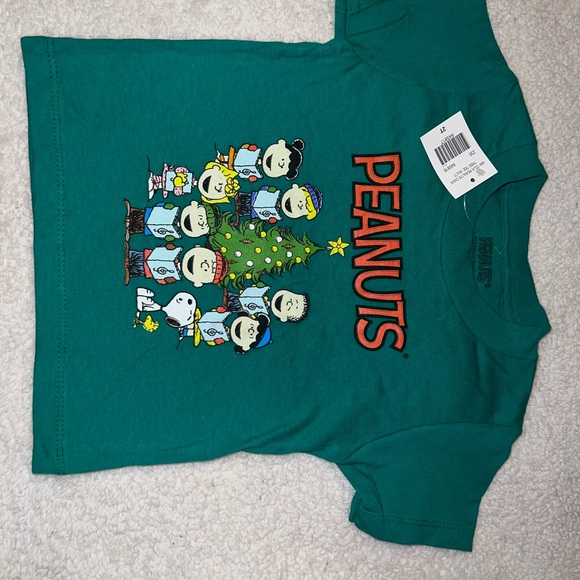 NWT Official Peanuts Christmas Green 100% Cotton Toddler T-Shirt Size 2T - Picture 3 of 5